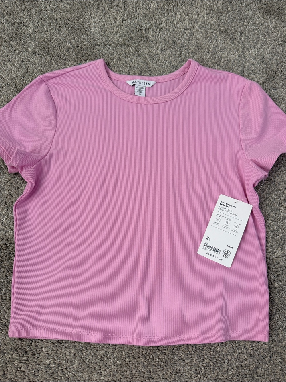 Athleta NWT Lg. Signature Rib Crop Tee,